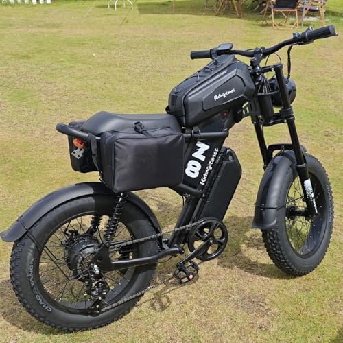 Riding'times 1500W Electric Bike for Adults Full Suspension, Long Seat Dirt Bike with 20" Fat Tire, Max 28/31MPH & 37-150 Miles