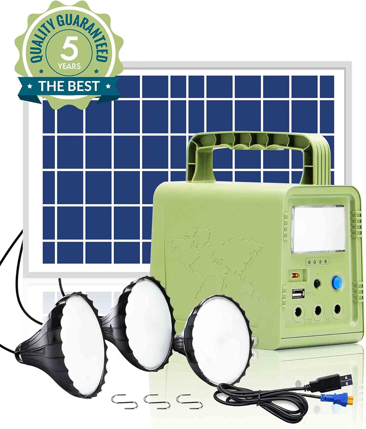 Portable Solar Generator, WAWUI 84Wh Portable Power Station with Solar Panel & Flashlights, USB DC Outlets, Solar Generator for Camping Pack of 2