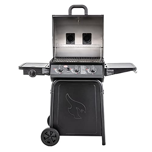 Char-Griller® Grillin' Pro 3-Burner Propane Gas Grill in Black with 40,800 BTU, Cast Iron Grates and Warming Racks, 630 Cooking Square Inches