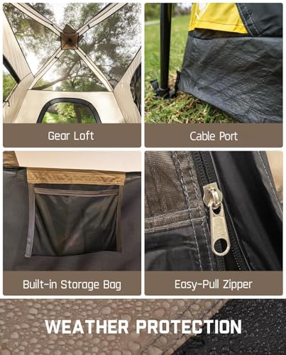 FanttikOutdoor Camping Tent 4/6/8/10 Person Instant Cabin Tent Setup in 60 Seconds with Rainfly & Windproof Portable with Carry Bag for Family