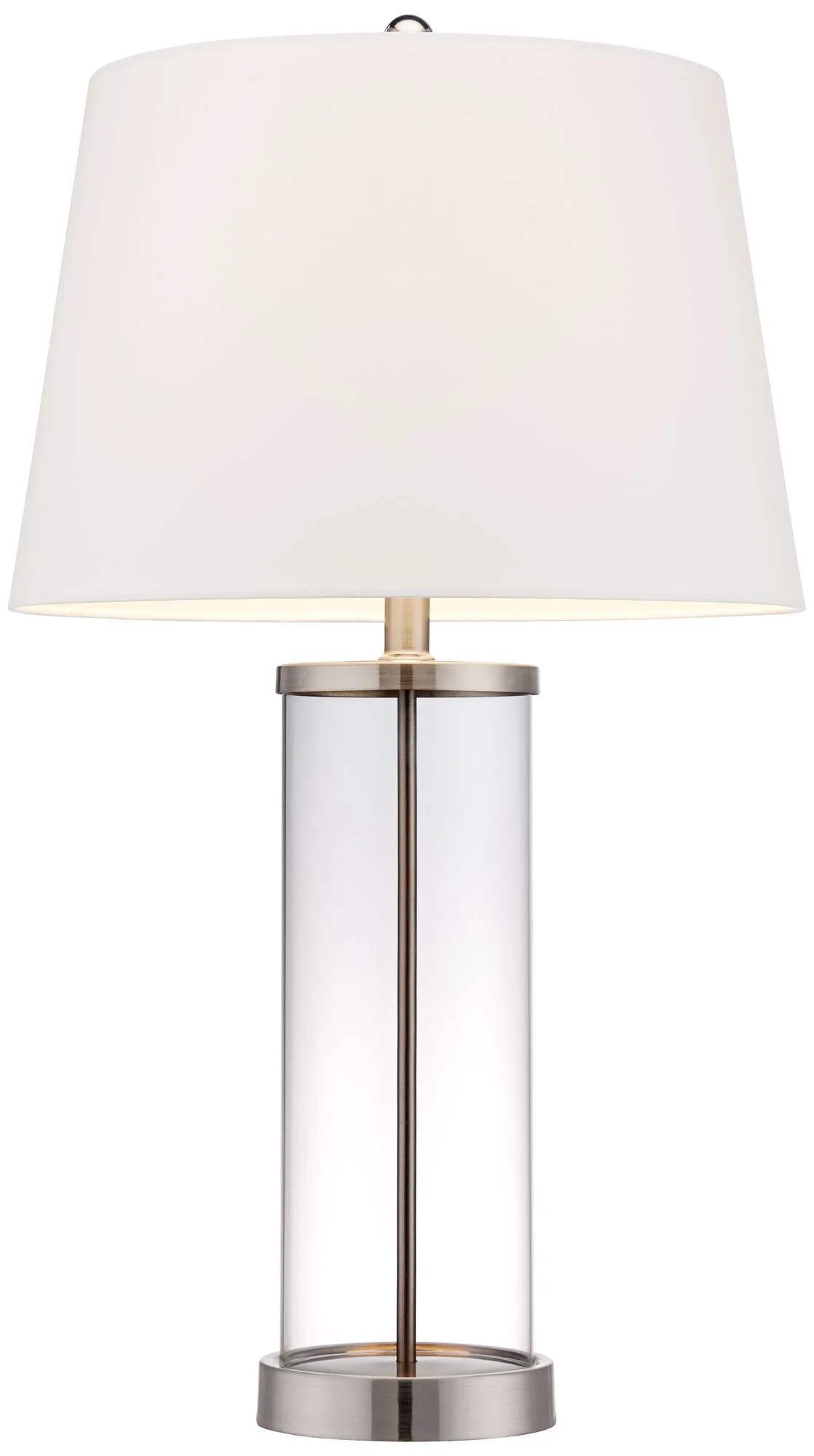 360 Lighting Coastal Table Lamps 26" High Set of 2 Clear Glass Fillable Steel White Tapered Shade for Living Room Family Bedroom Bedside