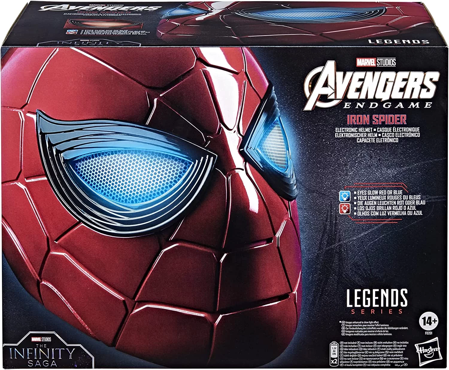 Spider-Man Marvel Legends Series Iron Spider Electronic Helmet with Glowing Eyes, 6 Light Settings and Adjustable Fit - Red - Curated Treasures Market