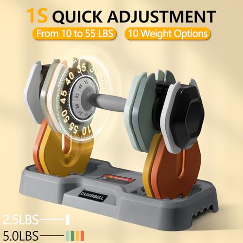 AOTOB 25/55 lbs Dumbbell Set, Anti-Slip Fast Adjust Turning Handle, Adjustable for Men and Women, Pair for Home Gym Exercise