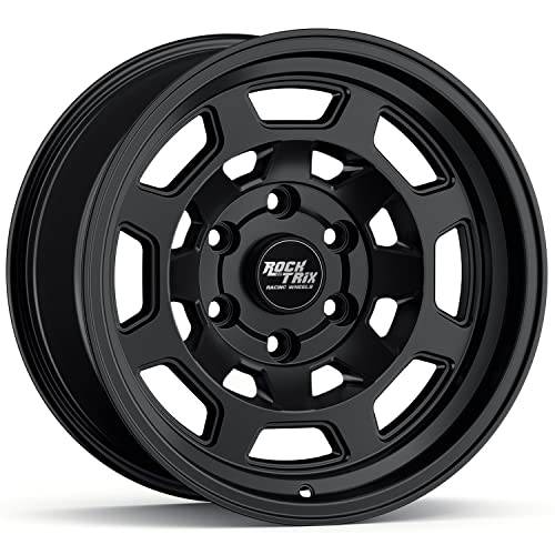 RockTrix RT117 17 inch Wheel Compatible with 2009-2024 Ford F150, 17x9 6x135 Wheels (-12mm Offset, 4.5in Backspace) 87.1mm Bore, Black Wheels