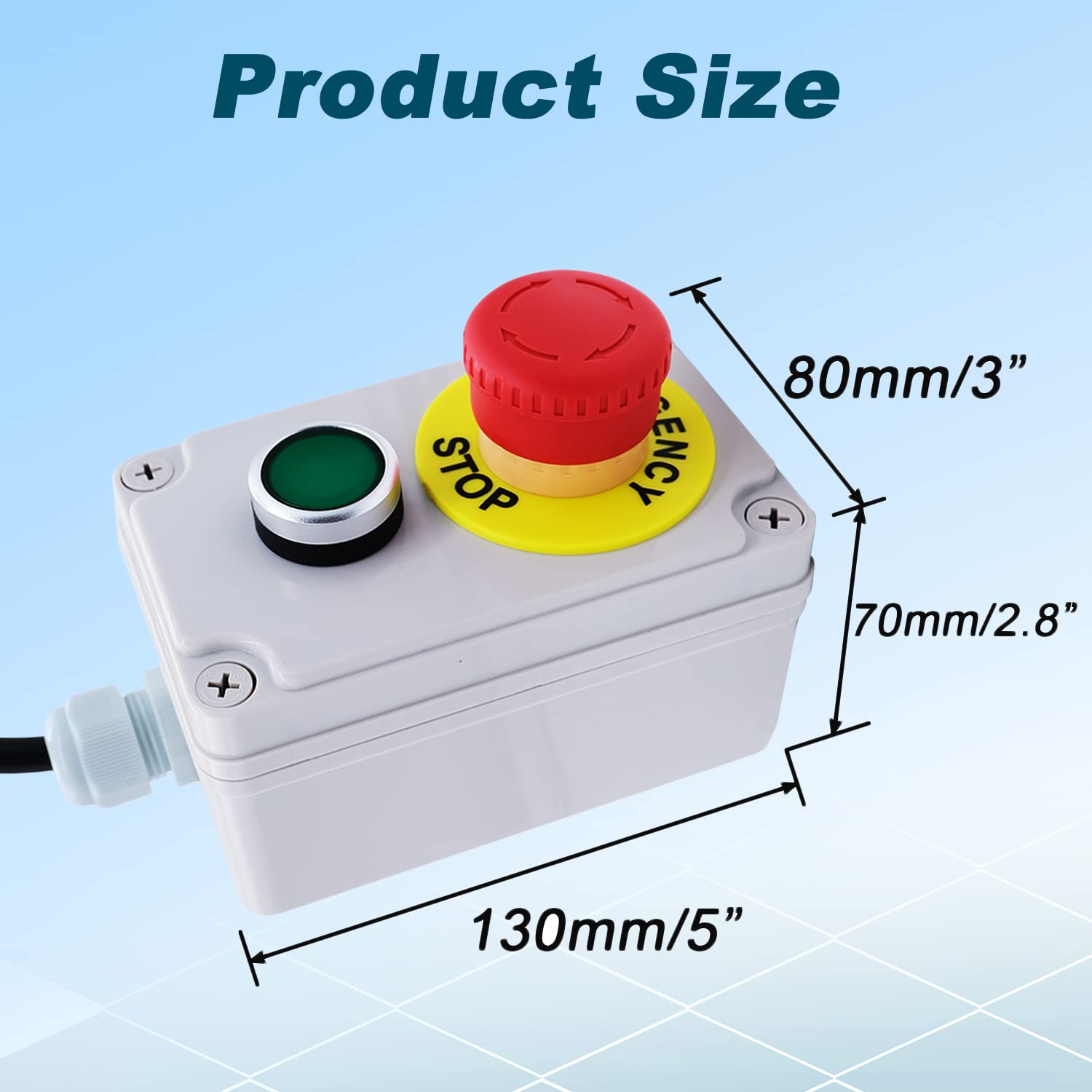 mxuteuk 300V Waterproof Motor On/Off Switch for Table Saw Safety Switch Power Tool Switch with Emergency Stop Push Button Switch, fits Table Saws