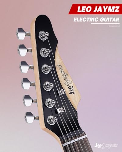 Leo Jaymz 39" Full Size ST Style Electric Guitar Starter Kit with SSH Pickup, 5W Portable Amp, Tuner, Gig Bag, Strap & Accessories (Violet Ocean)