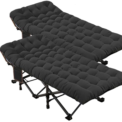 DoCred Folding Camping Cot with Mattress, 2 Pack Heavy Duty Folding Cot for Adults, Portable Sleeping Cot Bed Adults Outdoor Bed with Carry Bag