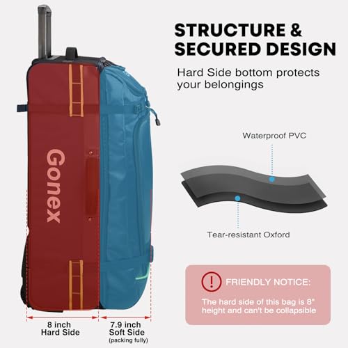 Gonex Rolling Duffle Bag with Wheels, 100L Water Repellent Large Wheeled Travel Duffel Luggage with Rollers 33 inch, Black