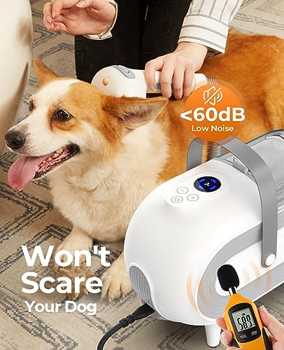 Pet Grooming Vacuum for Dogs, 8 in 1 Pet Grooming Kit & Vacuum Powerful Suction 99% Pet Hair, 2L Large Capacity Dog Hair Vacuum Groomer