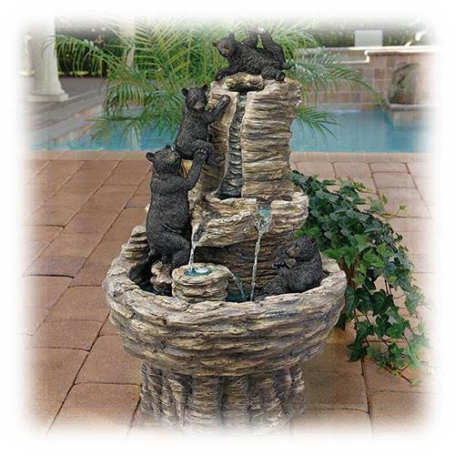 Design Toscano Rocky Mountain Splash Black Bears Garden Fountain