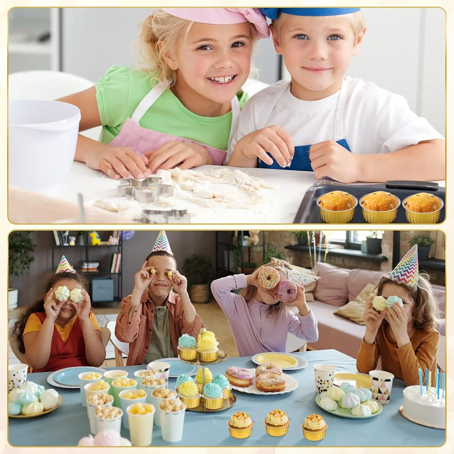 400 Pcs Aluminum Foil Baking Cups with Lids 5 oz Disposable Ramekins Mini Cake Pans Creme Brulee Cupcake Liners Muffin Tins Flan Mold Dessert