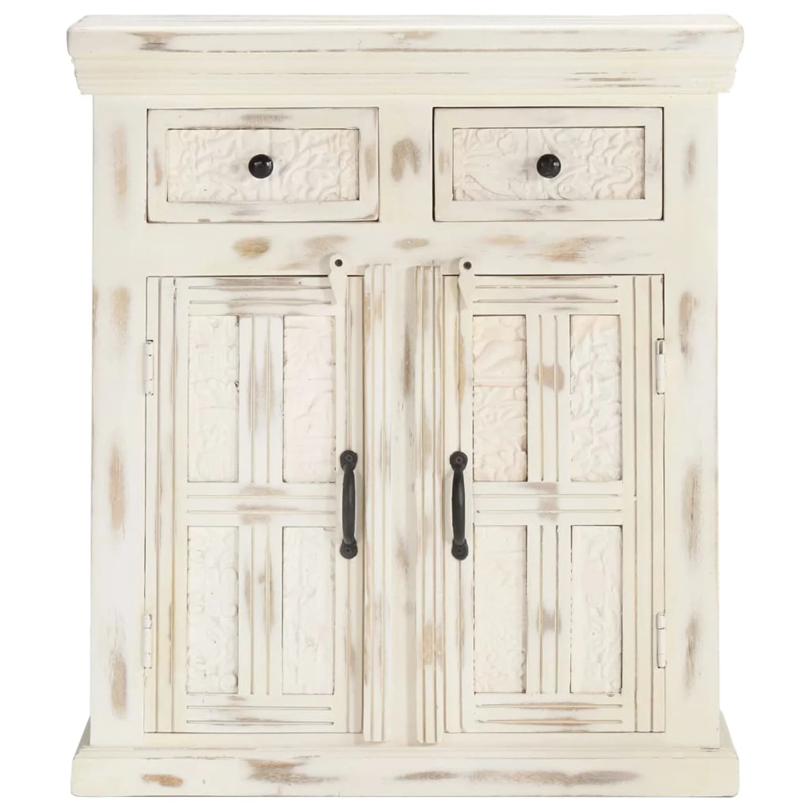 Dcenta Storage Cabinet with 2 Drawers and 2 Doors Mango Wood Sideboard for Living Room, Bathroom, Bedroom