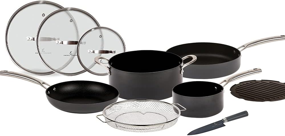 Emeril Everyday Forever Pans Hard-Anodized Cookware, 10-Piece Pots and Pans Set Nonstick with Utensils, Induction Compatible by Emeril Lagasse