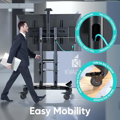 ONKRON Mobile TV Stand on Wheels for 50-86 Inch TVs, max Load up to 233 lbs, Adjustable Height TV Stand Movable, max VESA 800x500 - Portable