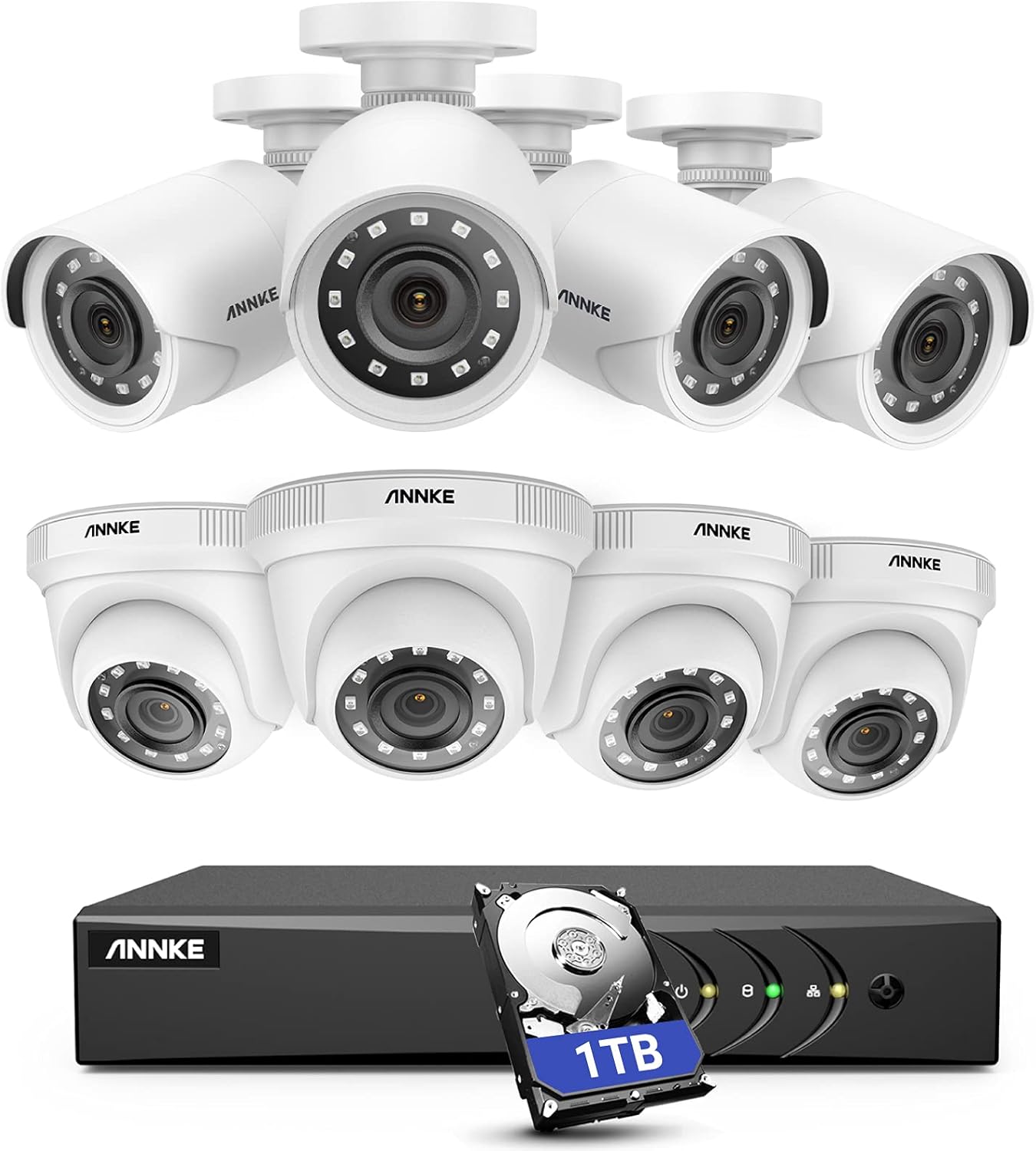 ANNKE Surveillance Camera System 8CH 5MP Lite H.265+ DVR with (8) HD 1080P Outdoor Weatherproof Cameras CCTV Security Camera System