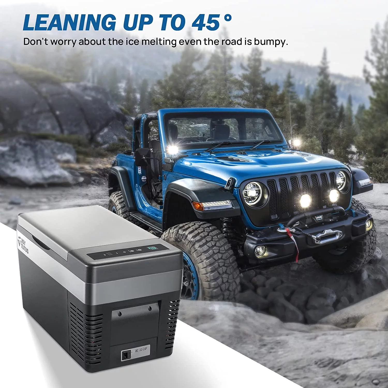 JOYTUTUS 25L Portable Car Refrigerator 26 Quart Cooler Compact RV Fridge 12/24V DC Cord and 110V AC Electric Freezer Compressor for Driving Travel