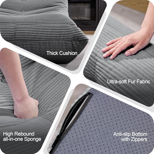 Bean Bag Chairs for Adults Giant Bean Bag Chair Memory Foam BeanBag Chair Big Bean Bag Sofa with Filler Faux Fur Fireside Beanbags Lazy Sofa for