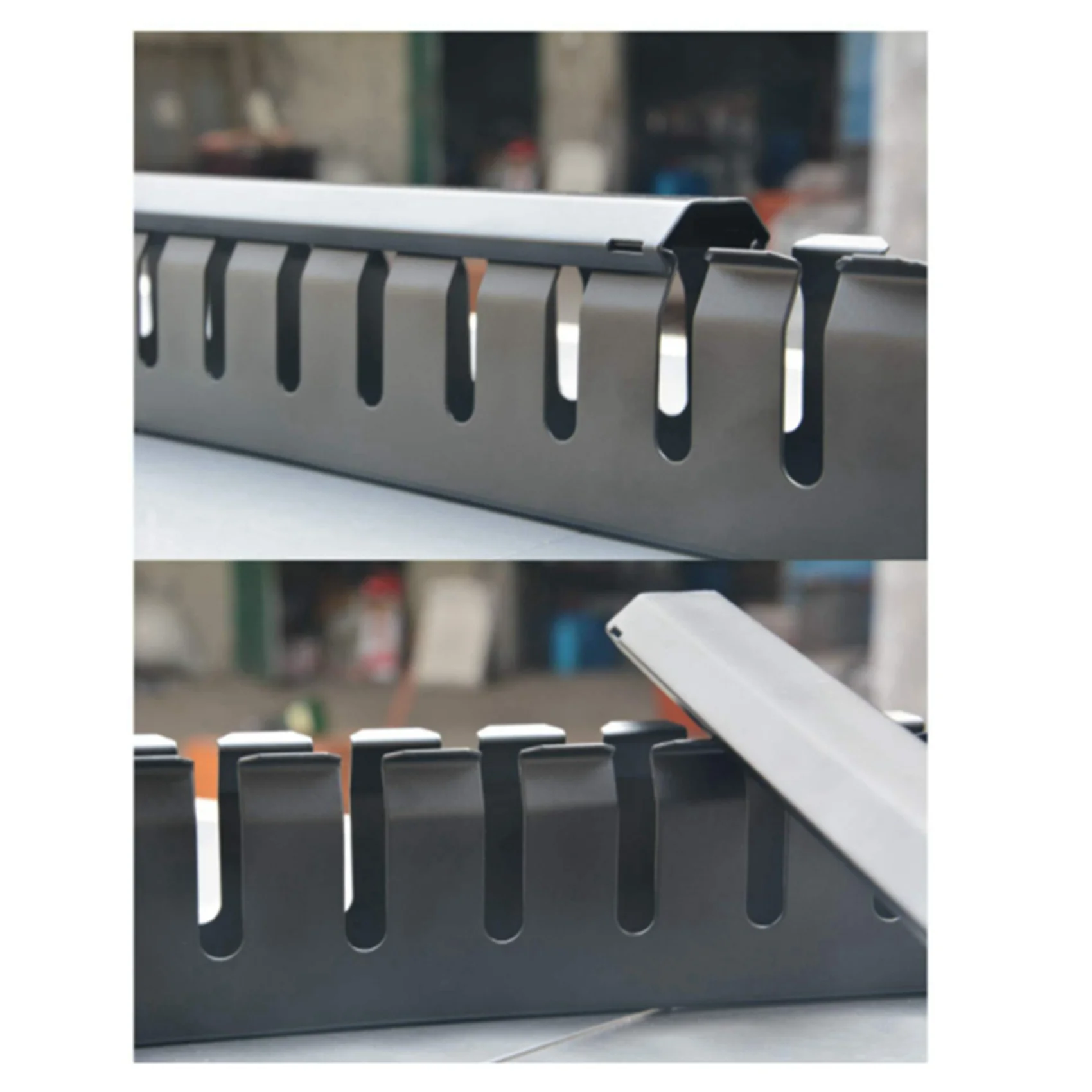2X 1U Cable Management Horizontal Mount 19 Inch Server Rack , 12 Slot Metal Finger Duct Wire Organizer with Cover