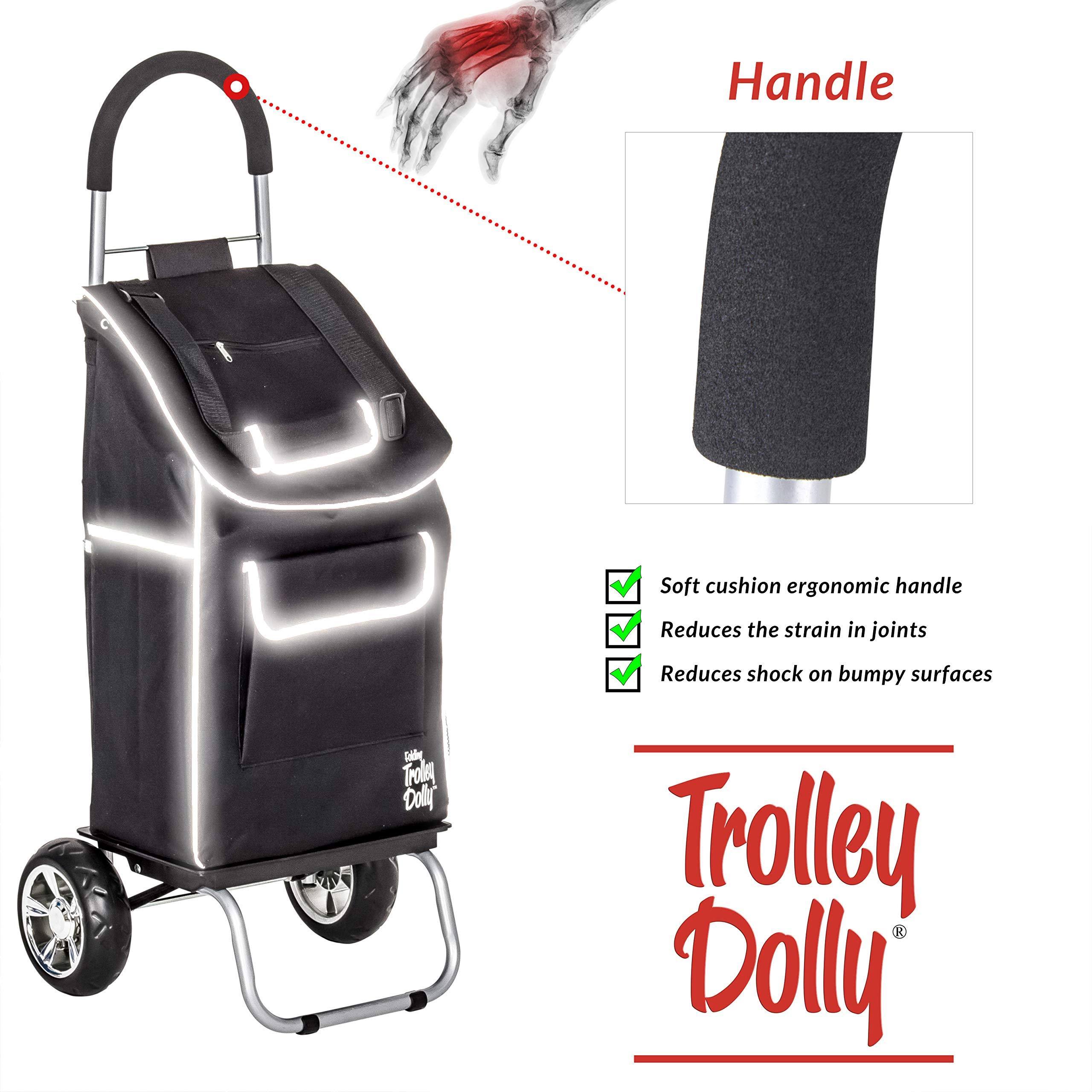 Dbest Products Trolley Dolly, Reflective Shopping Grocery Foldable Cart