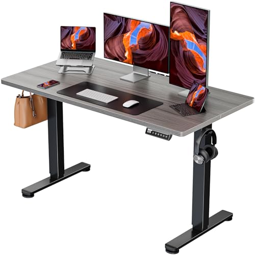 ErGear Height Adjustable Electric Standing Desk, 48 x 24 Inches Sit Stand up Desk, Memory Computer Home Office Desk with Two-Piece Desktop (Walnut)