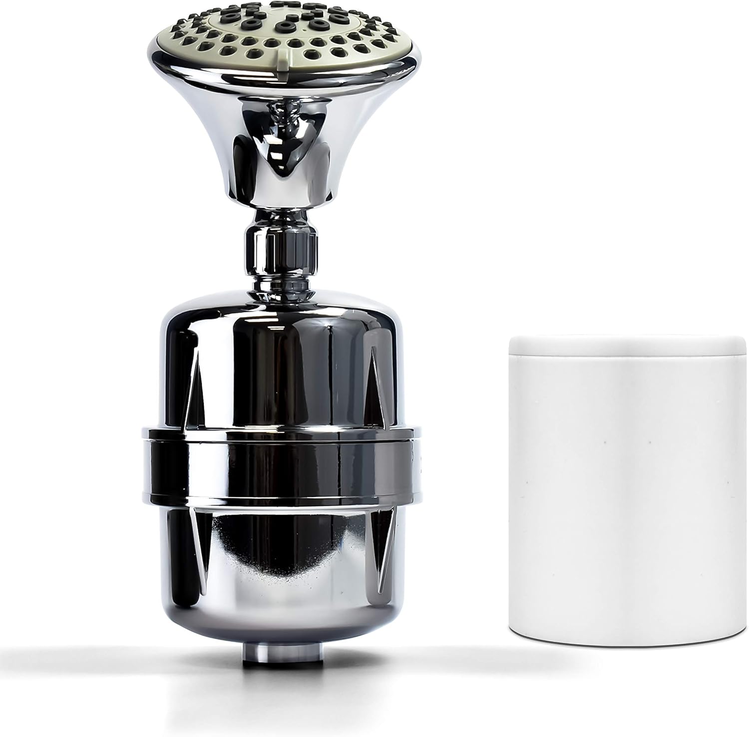 ProOne ProMax Chrome Shower Filter w/ 5 Function Massager Head - Water Filter Cartridge - Great for Dry Skin and Hair