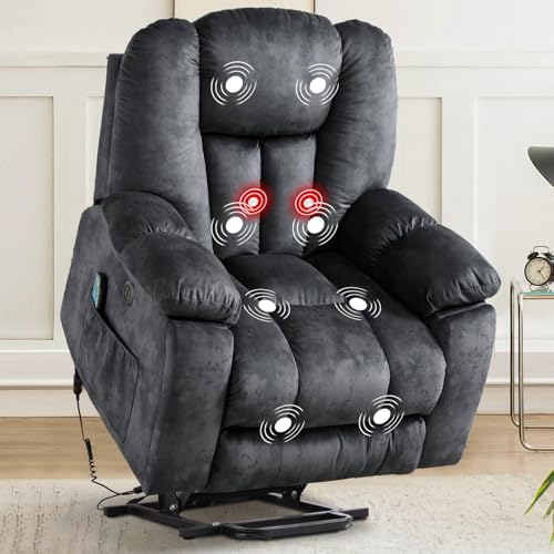CANMOV Large Power Lift Recliner Chair with Massage, Heat, and USB for Elderly, Overstuffed Wide Recliners