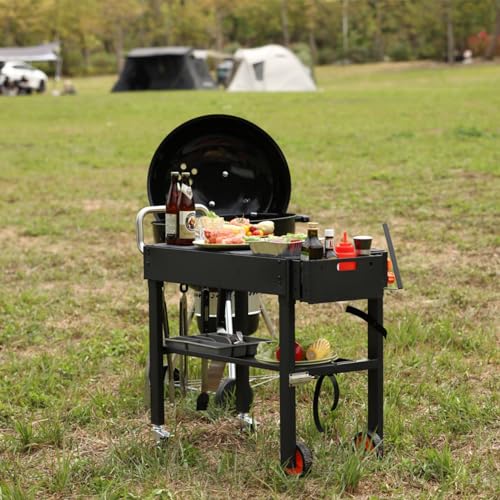 Outdoor Grill Table,Blackstone Griddle Stand,BBQ Prep Table With Wheels And Seasoning Tray,Universal Grill Cart Fit 17 Inch Or 22 Inch Griddle