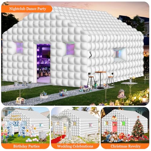 Inflatable Nightclub 20x16.5x12 Ft, Large White Inflatable Party Club Tent for Adults Birthday Backyard Wedding Rental, 2 Doors and Logo Area