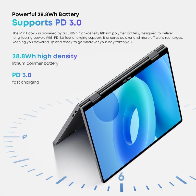 CHUWI MiniBook X 2-in-1 Touchscreen Laptop, 16GB LPDDR5 512GB SSD, Intel N150 (up to 3.6GHz), Windows 11 Convertible Laptop 10.51", 2TB SSD Expand