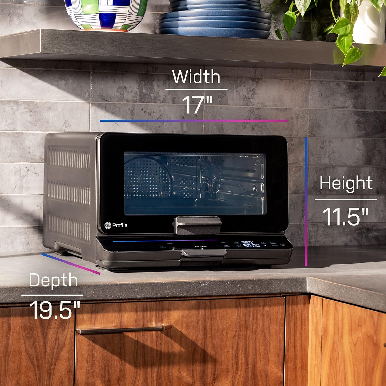 GE Profile Smart Oven with No Preheat, 11-in-1 Countertop Oven including Air Fry, Warm, Toast, Broil, Roast, Pastry, Reheat, and more