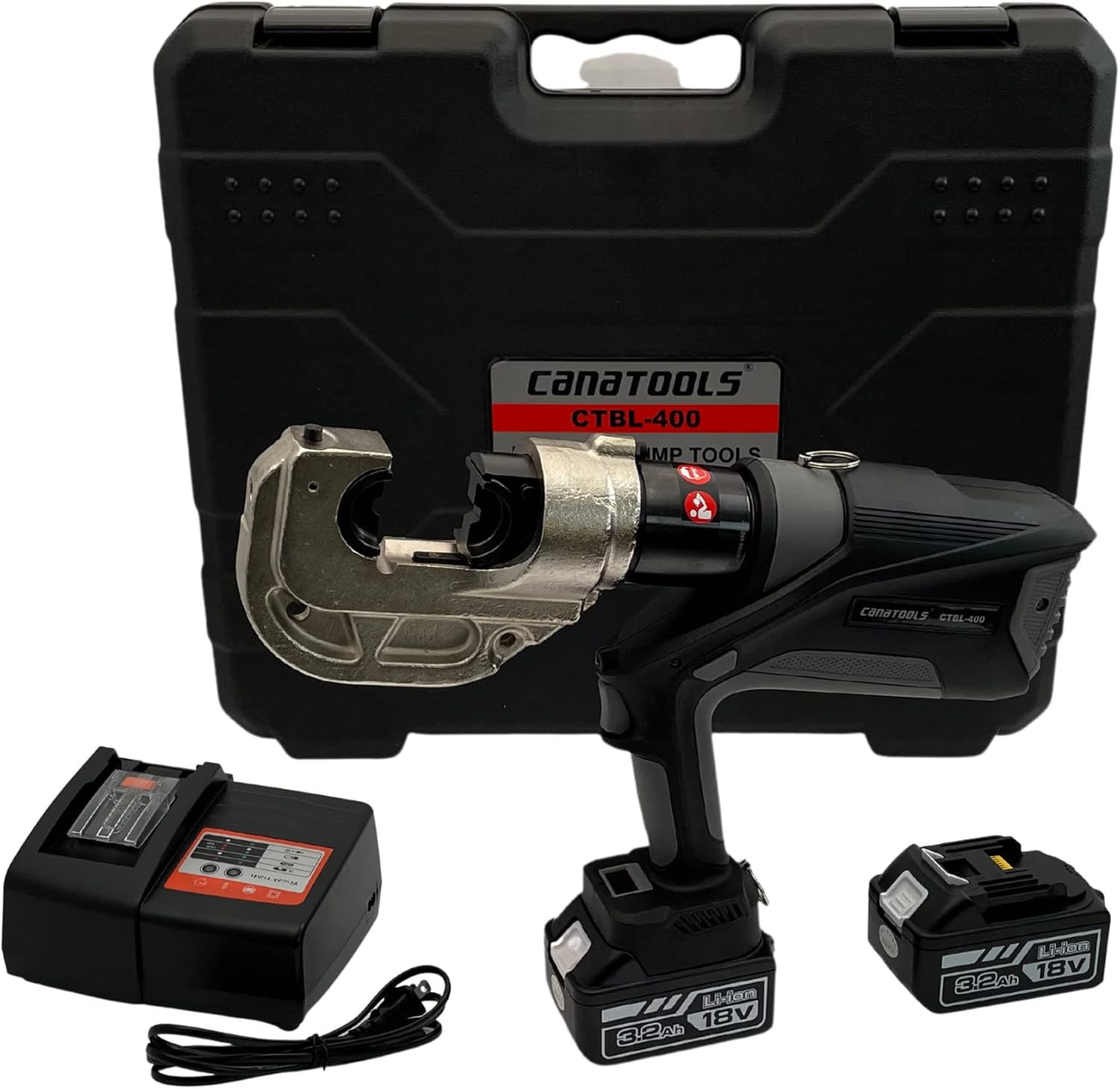 Canatools Battery Powered 6-Ton Crimper Cordless Hydraulic Crimping Tool Powerful Cable Crimper pressure sensor 350 degree head rotation 11 Pairs of