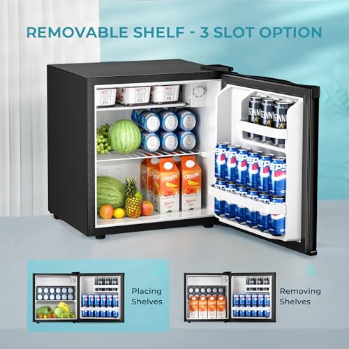 EUHOMY 1.7 Cu.Ft Mini Fridge with Freezer, Reversible Single Door Compact Refrigerator, Adjustable Thermostat, Energy Saving, Mini Fridge for Bedroom