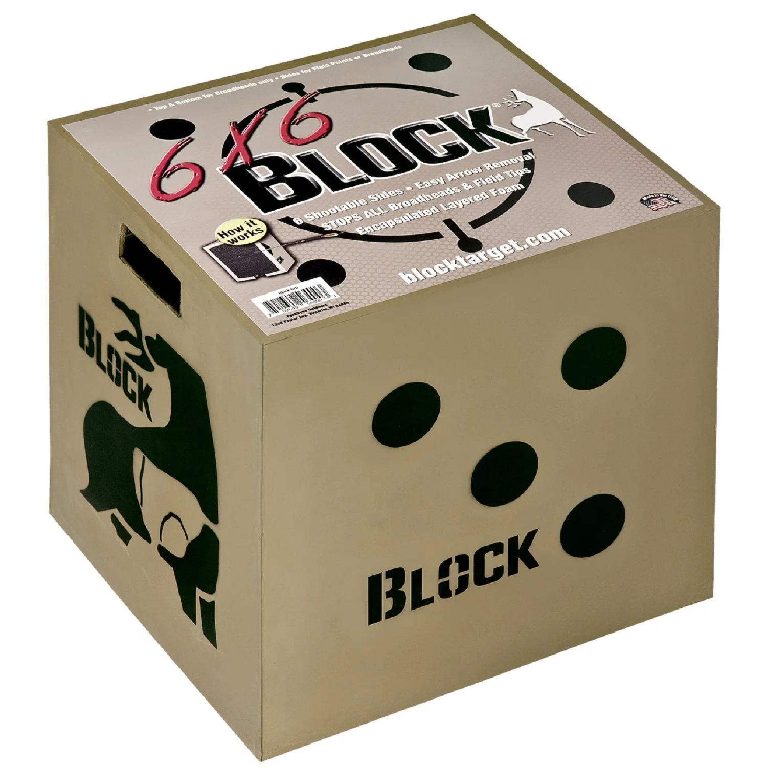 Block 6x6 Sided Archery Target-18"x18"x16"