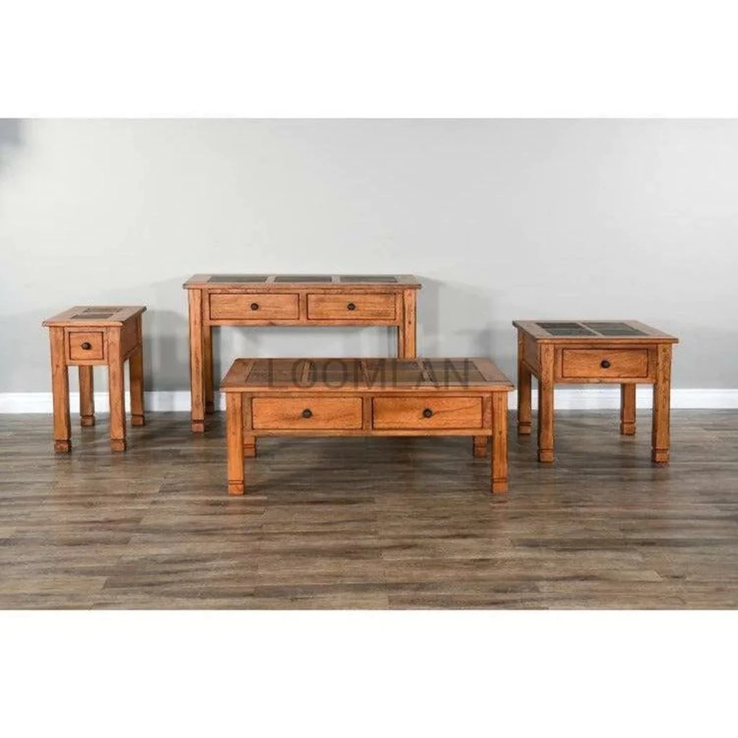 Sunny Designs Sedona 26" Transitional Wood End Table in Rustic Oak