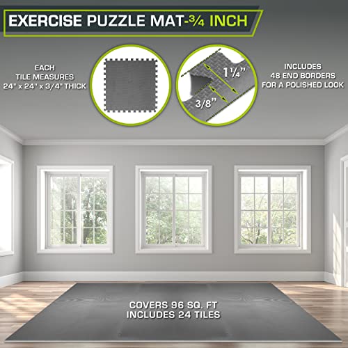 ProsourceFit Extra Thick Puzzle Exercise Mat , EVA Foam Interlocking Tiles for Protective, Cushioned Workout Flooring for Home and Gym Equipment