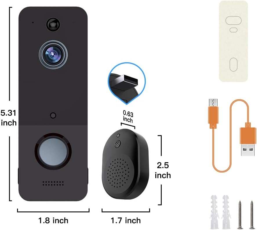 Wireless Doorbell Camera, EKEN Smart Video Doorbell Camera with PIR Motion Detection, Cloud Storage, HD Live Image, 2-Way Audio, Night Vision