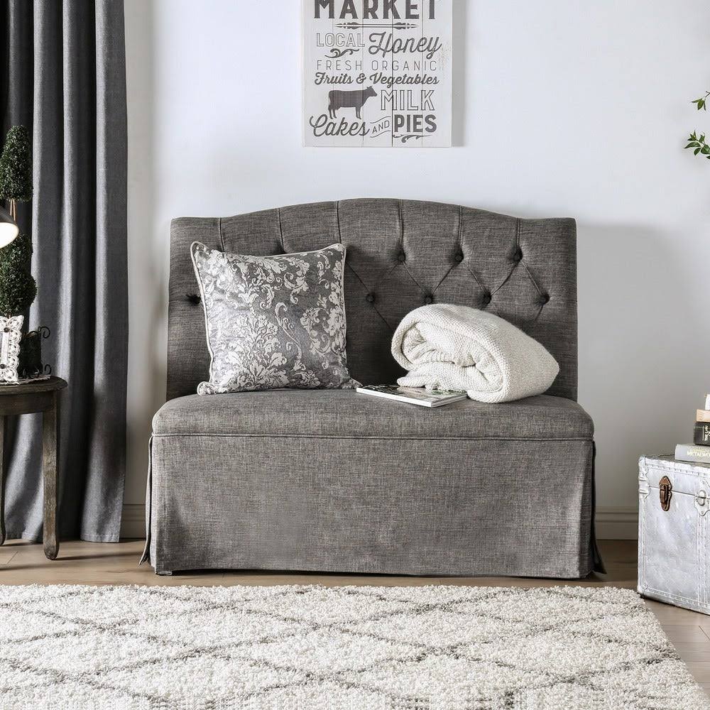 Furniture of America Nord Contemporary Fabric Tufted Loveseat - Dark Grey