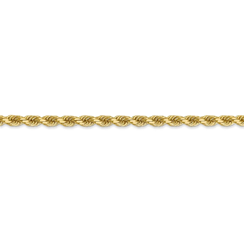 Leslie's Real 14kt Yellow Gold 3.5mm Diamond-Cut Rope Chain; 24 inch; Lobster Clasp; for Adults and Teens; for Women and Men
