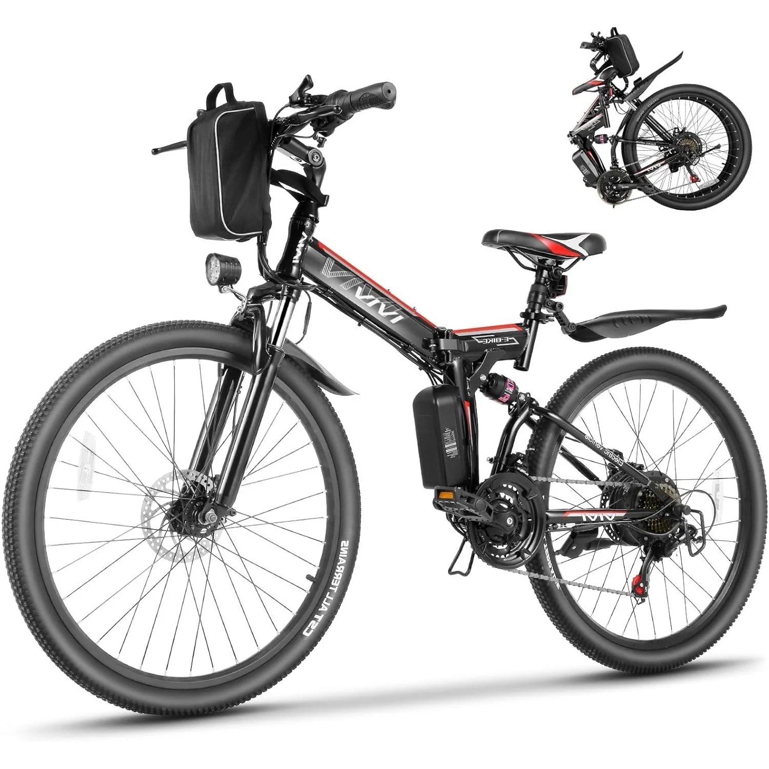 Vivi Electric Bike for Adults 26 Folding Electric Bike 500W Electric Mountain Bike 20MPH Full Suspension Electric Bike with Cruise Control Up to 50