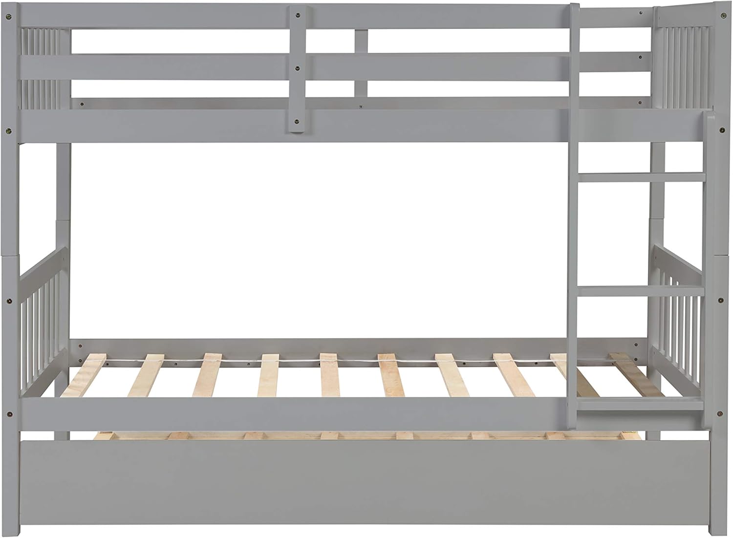 AWQM Bunk Beds,Twin Over Twin with Trundle,Can Be Converted into 2 Beds Solid Wood Trundle Bed Frame with Safety Rail and Ladder