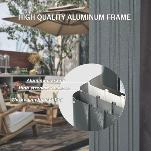 Domi 10’ x 10’ Hardtop Gazebo Metal Frame Canopy with Netting & Curtains