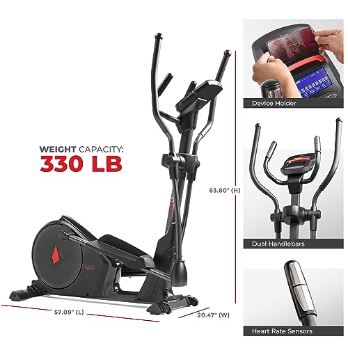 Sunny Health & Fitness Programmable 16 Electro-Magnetic Elliptical Cross Trainer Exercise Machine