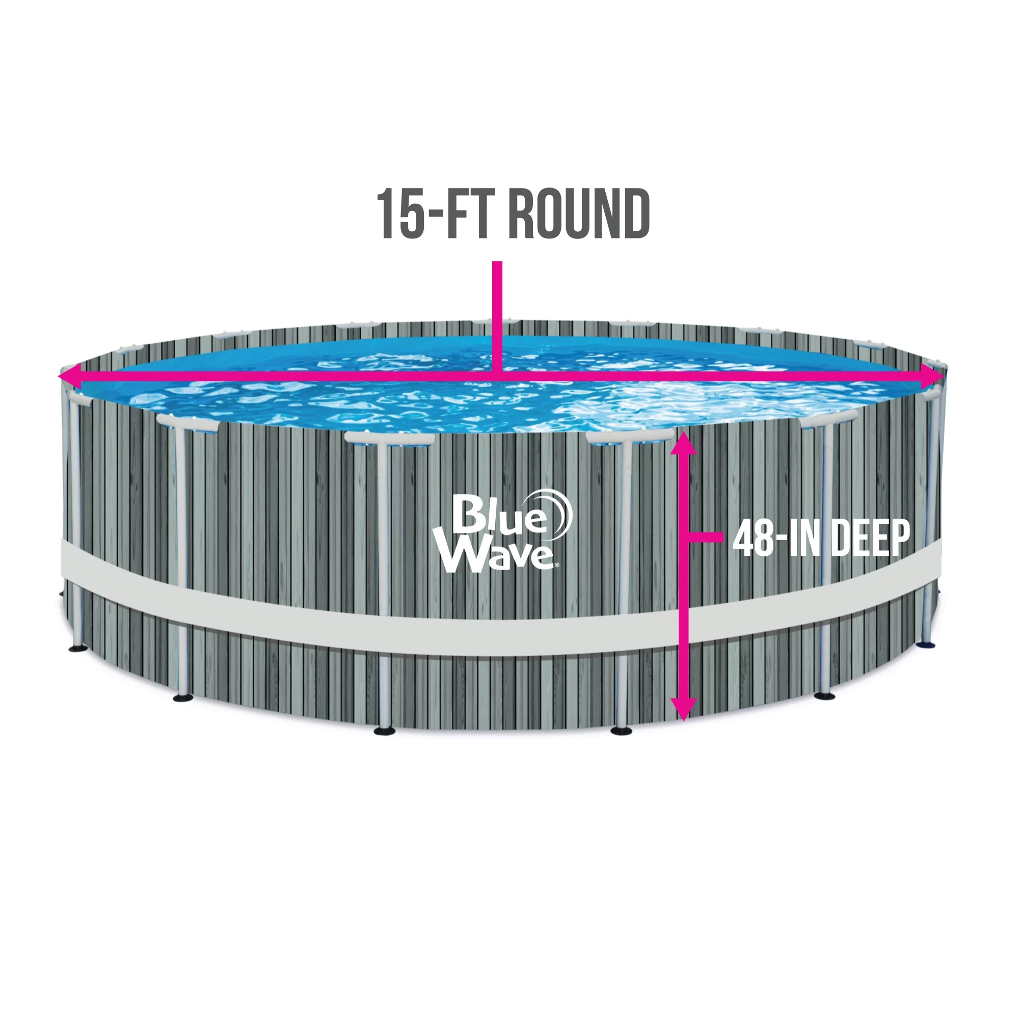 Blue Wave Aspen 15-ft Round 48-in Deep Above Ground Swimming Pool Package with Cover - Radiant Selections