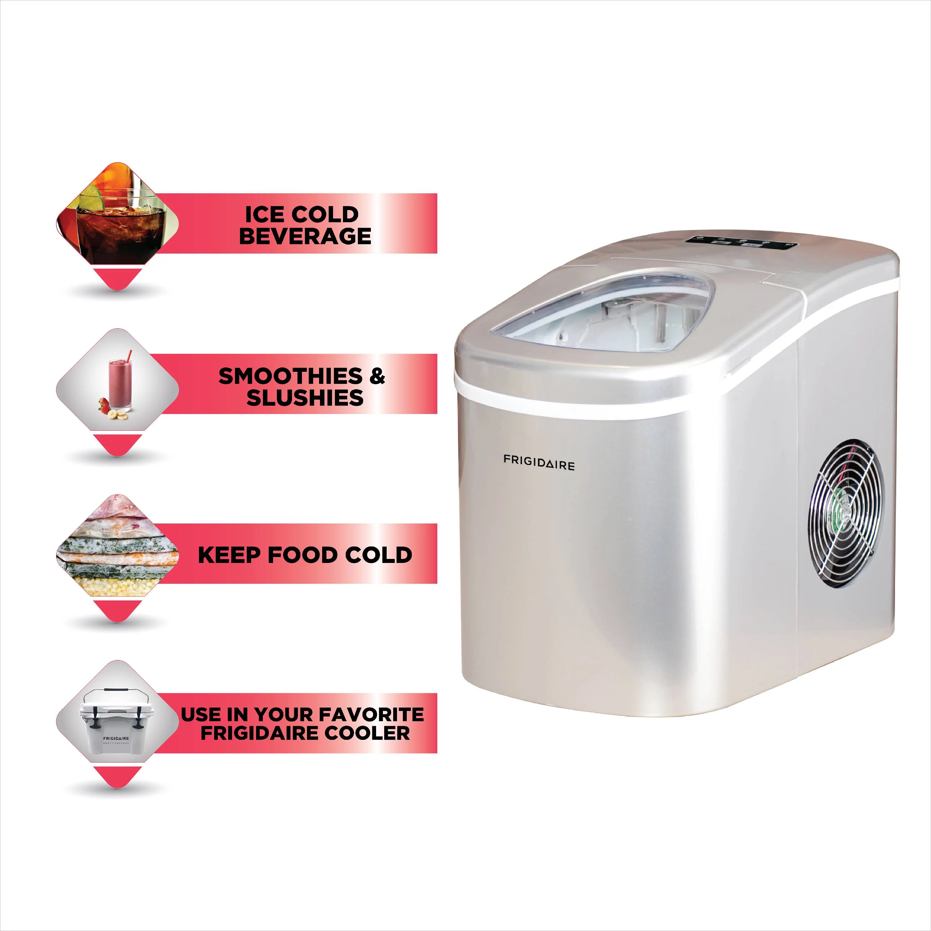 Frigidaire 26lbs. Portable Countertop Ice Maker (Ice Bullets)- Silver