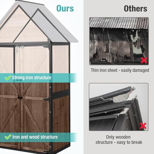 Sheds Outdoor Storage,Garden Shed with Metal Frame Structure and Adjustable Shelves