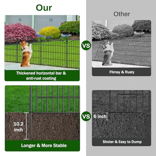 10 Panels No Dig Decorative Garden Fence - 40 in (H) x 23.6 ft (L)