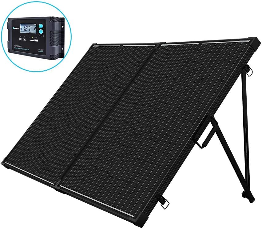 Renogy 100W 12V Monocrystalline Off Grid Portable Foldable 2pcs 50W Solar Panel Suitcase Built-In Kickstand