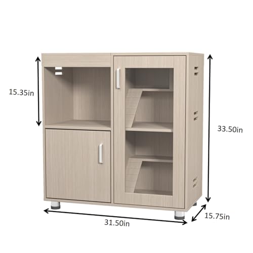 4-Tier Wooden Hamster Cage with Storage Cabinet, House for Rat Chinchilla, Openable Top, Acrylic Windows, Easy to Install, Waterproof
