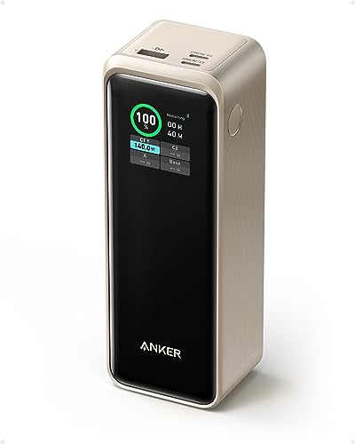 Anker Prime 27,650mAh Power Bank (250W) with 100W Charging Base, 3-Port Portable Charger, Smart App