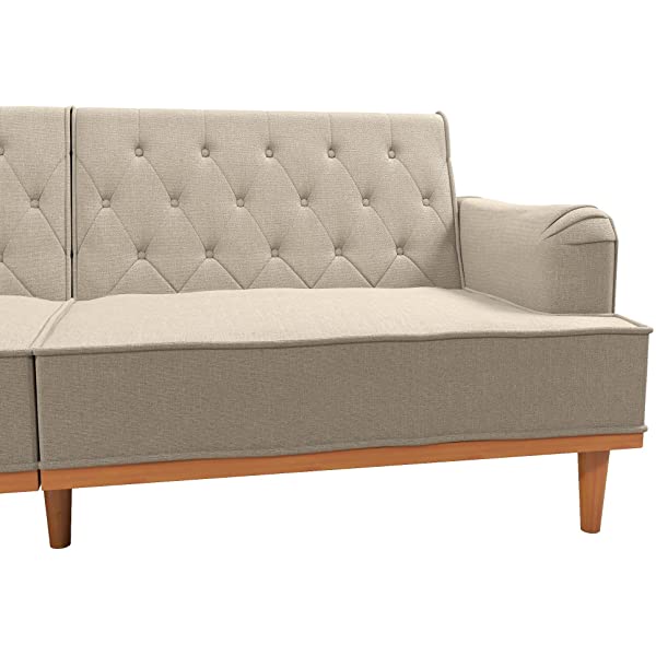 Mr. Kate Stella Vintage Convertible Sofa Bed Futon, Tan Linen